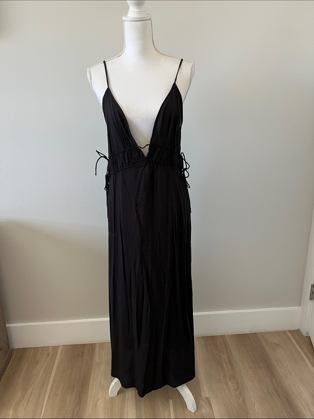 H&M Black Spaghetti Strap Beach Cover up Maxi Dress